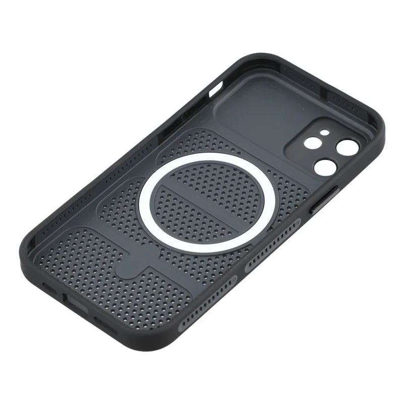 For iPhone 12 Case Compatible with MagSafe Triple Vented Cooling PC+TPU Phone Cover - Black