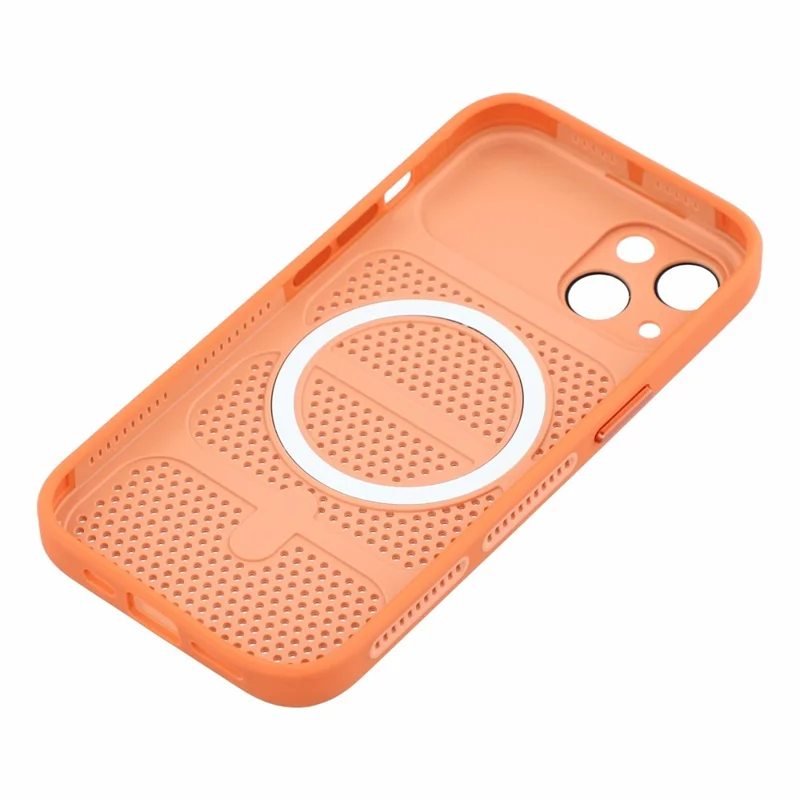 For iPhone 15 Case Compatible with MagSafe Triple Vented Cooling PC+TPU Phone Cover - Orange