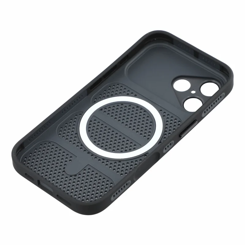 For iPhone 17 Case Compatible with MagSafe Triple Vented Cooling PC+TPU Phone Cover - Black
