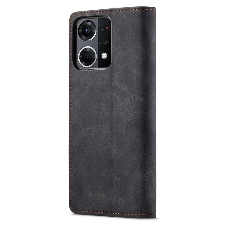 CASEME 013 Series для Oppo Reno7 4G / Reno8 4G / F21 Pro 4G Кожаный кошелек-чехол на магнитной застежке со встроенной подставкой - Черный