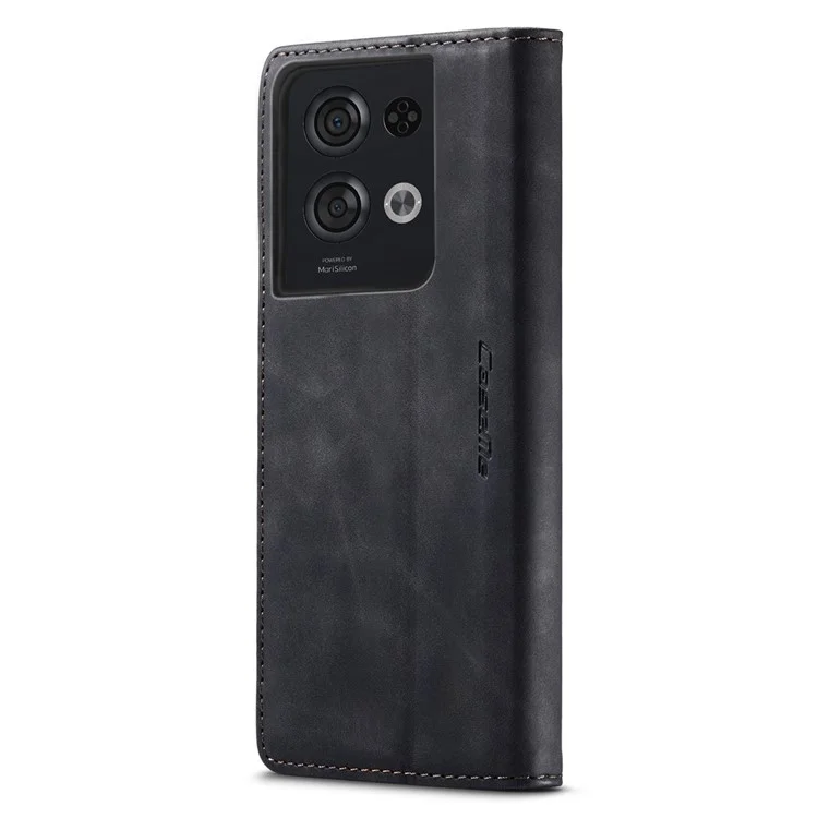 Caseme 013-serie Für Oppo Reno8 Pro 5G (globale Version) PU Leder-drop-proof-hülle Magnetische Automatisch-absorbierte Flip-ständer Brieftasche - Schwarz