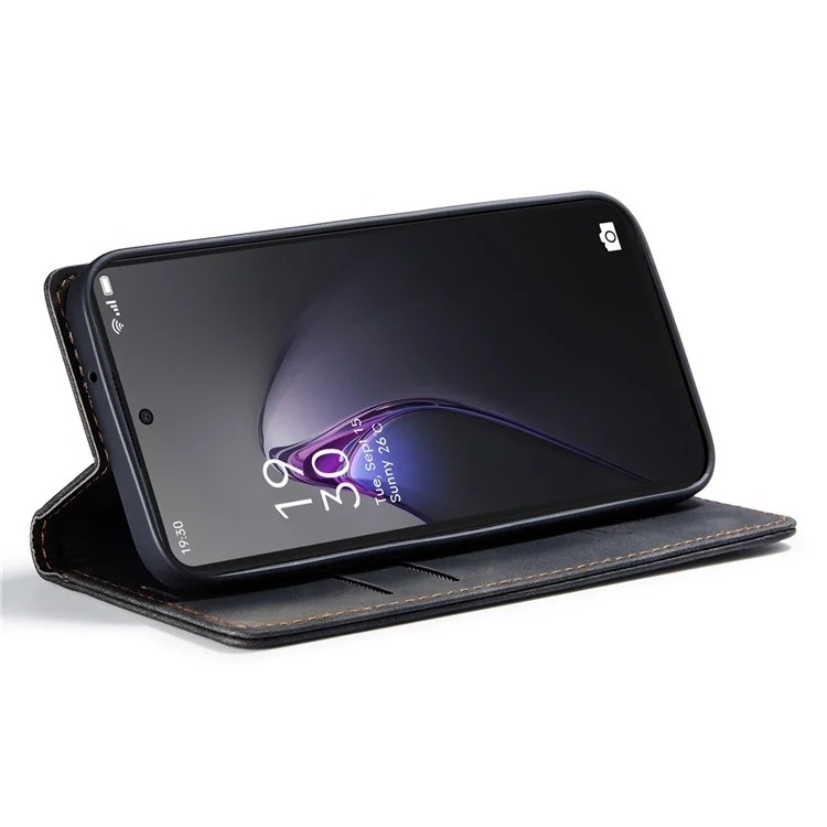Caseme 013-serie Für Oppo Reno8 Pro 5G (globale Version) PU Leder-drop-proof-hülle Magnetische Automatisch-absorbierte Flip-ständer Brieftasche - Schwarz