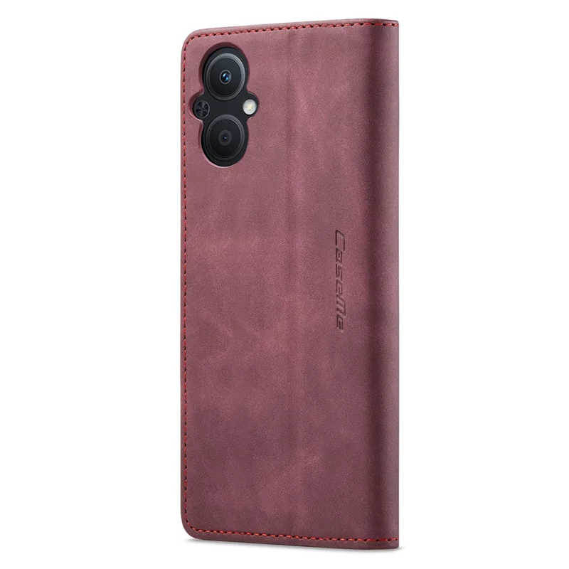 CASEME 013 Series for Oppo A96 5G / Reno7 Z 5G (Global Version)//Reno7 Lite 5G (Global Version) / Reno8 Lite 5G (Global Version) / F21 Pro 5G (Global Version) / Reno8 Z 5G (Global Version) Leather Wallet Phone Stand Case - Red
