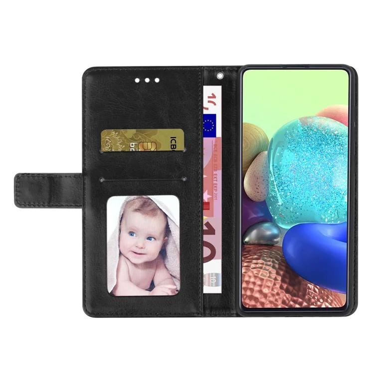 HT01 Drop-proof Phone Cover für Samsung Galaxy A34 5G, mit eingeprägt Y-förmigen Linien PU Leder Klapptasche Brieftasche mit Ständerfunktion und Trageriemen - Schwarz