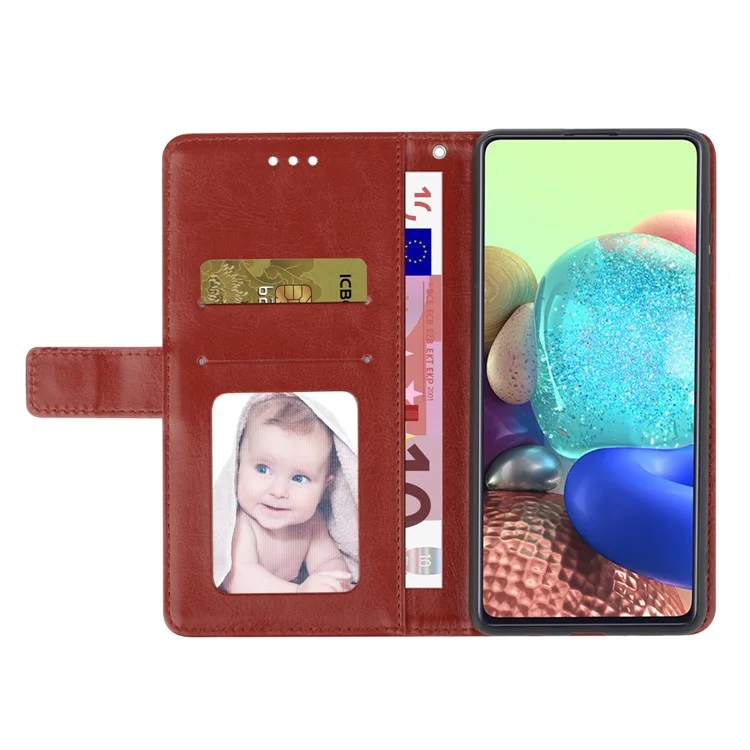 HT01 Drop-proof-telefonabdeckung Für Samsung Galaxy A34 5G, Eingeprägte Y-förmige Linien PU Leder Flip Phone Hülle Brieftasche Faltbare Ständer Mit Riemen - Braun