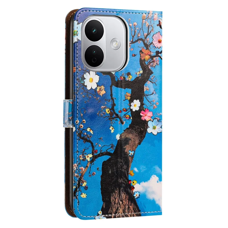 Wallet Case For Xiaomi Redmi Note 17 Pro Max 5G  /  17 Pro+ 5G  /  17 Pro 5G Pattern Printed Flip Stand PU Leather Phone Cover with Wrist Strap - Flowering Tree
