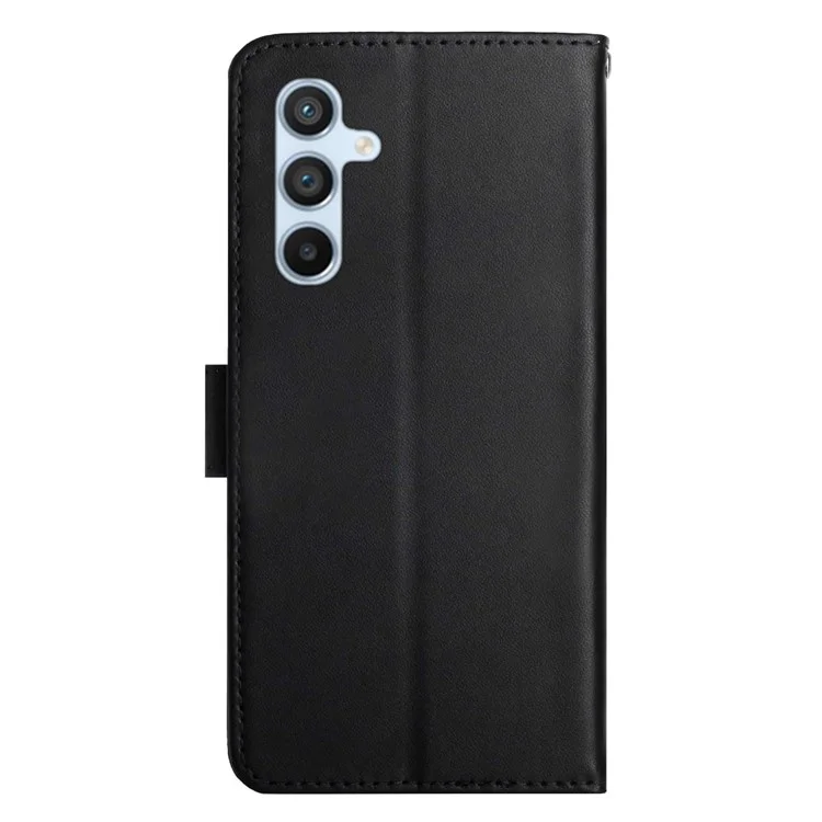 HT02 Nappa Texture Phone Cover für Samsung Galaxy A34 5G, magnetischer Verschluss, echtes Lederportemonnaie, Ständer, kratzfeste Klapphülle - Schwarz