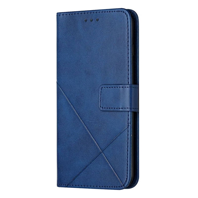 Leather Case For Xiaomi Redmi Note 17 Pro Max 5G  /  17 Pro+ 5G  /  17 Pro 5G Line Pattern Wallet Phone Cover with Wrist Strap - Blue