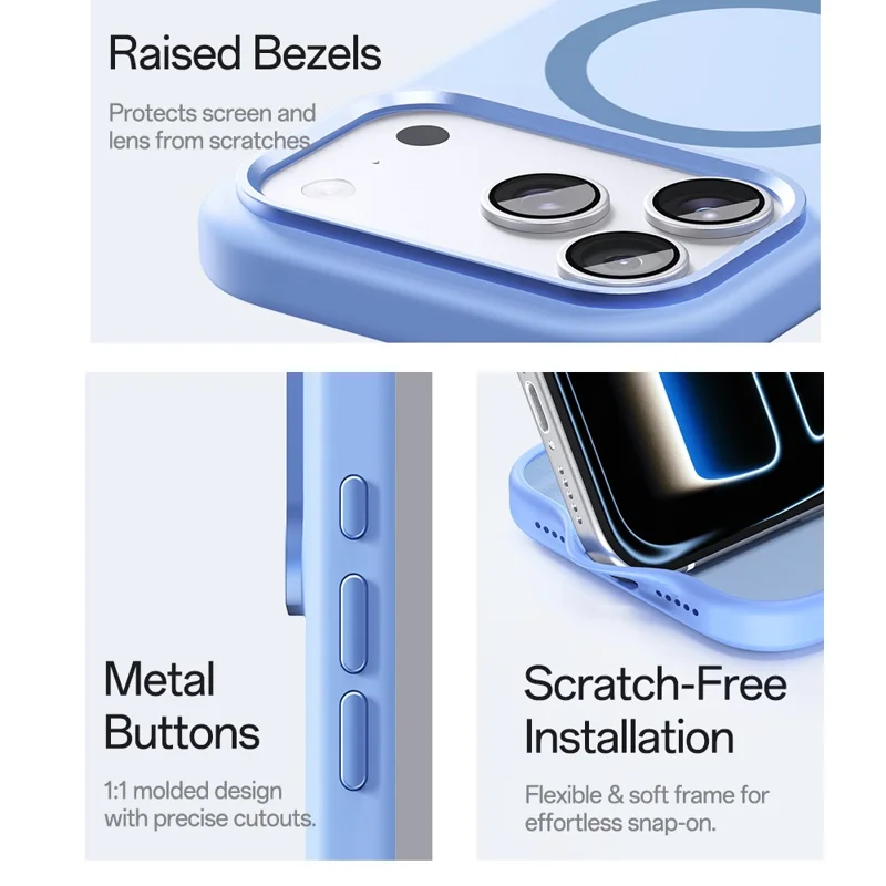 ROCK for iPhone 18 Pro / 17 Pro Magnetic Case Liquid Silicone + Microfiber Lining Soft Protection Phone Cover - Blue