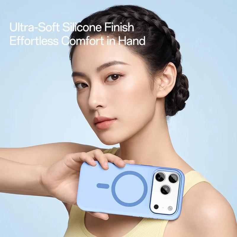 ROCK for iPhone 18 Pro / 17 Pro Magnetic Case Liquid Silicone + Microfiber Lining Soft Protection Phone Cover - Blue