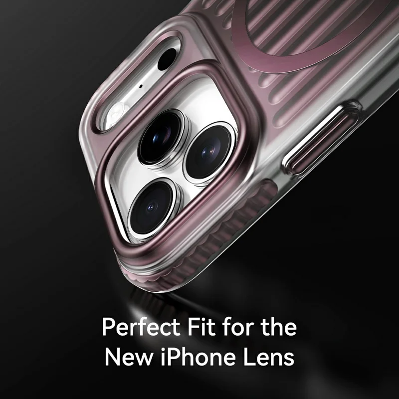 ROCK for iPhone 18 Pro / 17 Pro Magnetic Case Stripe Design PC + TPU IMD Iridescent Phone Cover - White