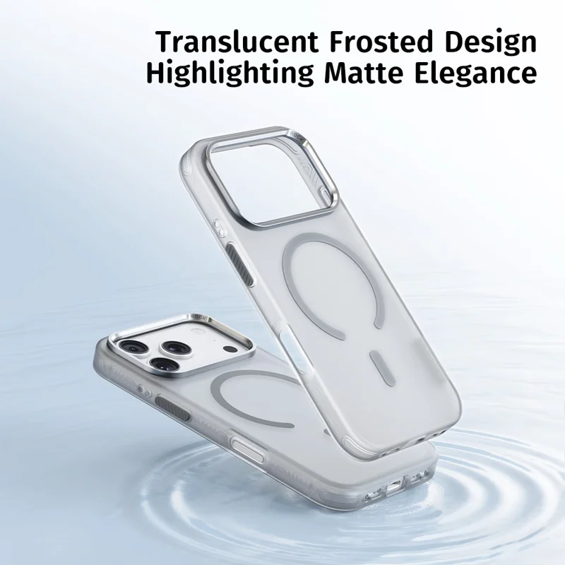 ROCK For iPhone 18 Pro Max / 17 Pro Max Case Compatible with MagSafe Metal Lens Frame TPU + PC Matte Phone Cover - Titanium Grey