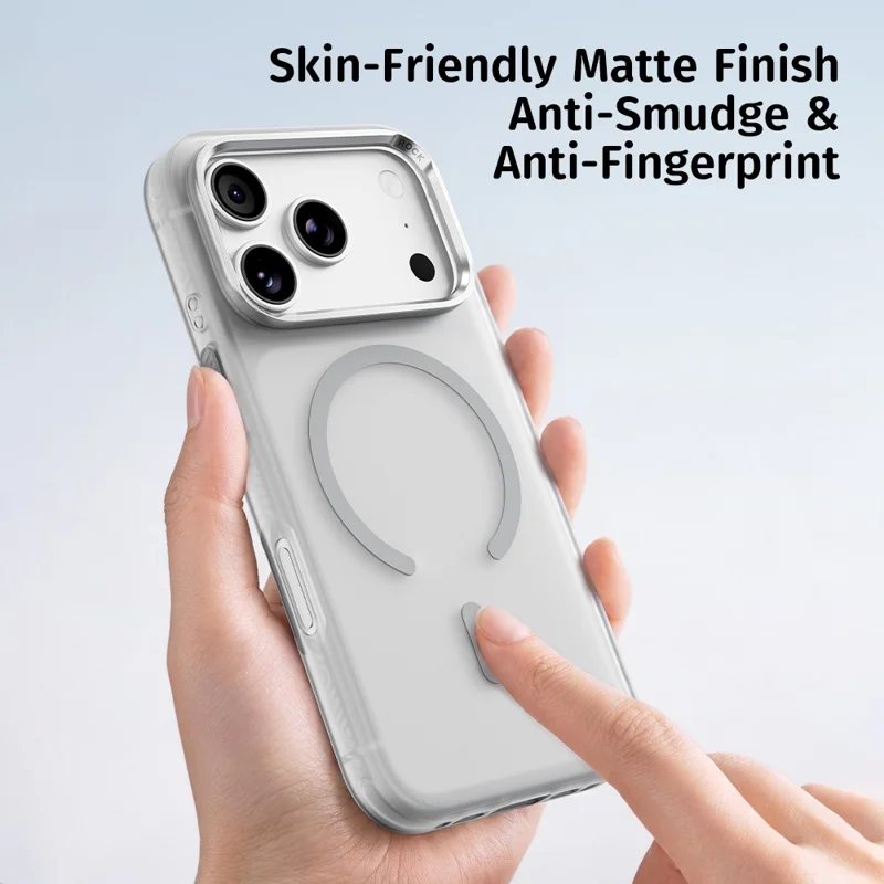 ROCK For iPhone 18 Pro Max / 17 Pro Max Case Compatible with MagSafe Metal Lens Frame TPU + PC Matte Phone Cover - Titanium Grey