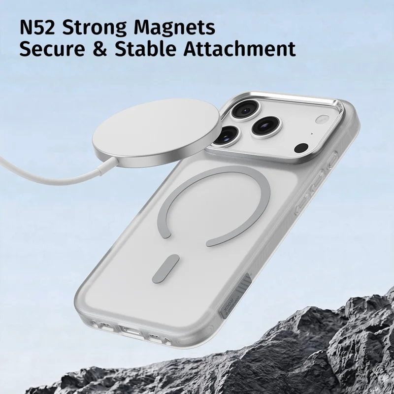 ROCK For iPhone 18 Pro Max / 17 Pro Max Case Compatible with MagSafe Metal Lens Frame TPU + PC Matte Phone Cover - Titanium Grey