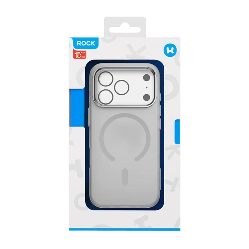 ROCK For iPhone 18 Pro Max / 17 Pro Max Case Compatible with MagSafe Metal Lens Frame TPU + PC Matte Phone Cover - Titanium Grey