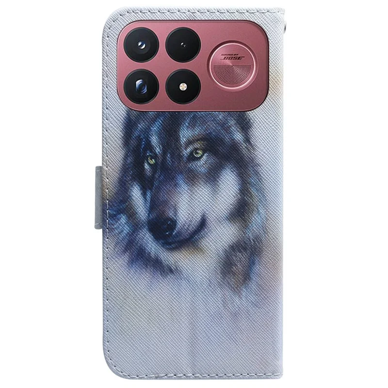 Cover con Portafoglio per Xiaomi Poco F9 Ultra 5G, Custodia in Pelle con Stampa a Motivo, Design Lupo