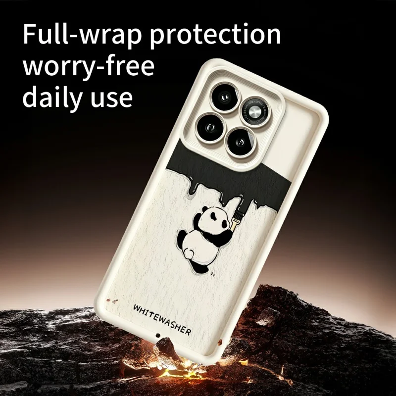 For Motorola Moto G86 5G Phone Case TPU Rubberized Anti-Slip Whitewasher Panda Pattern Back Cover - White