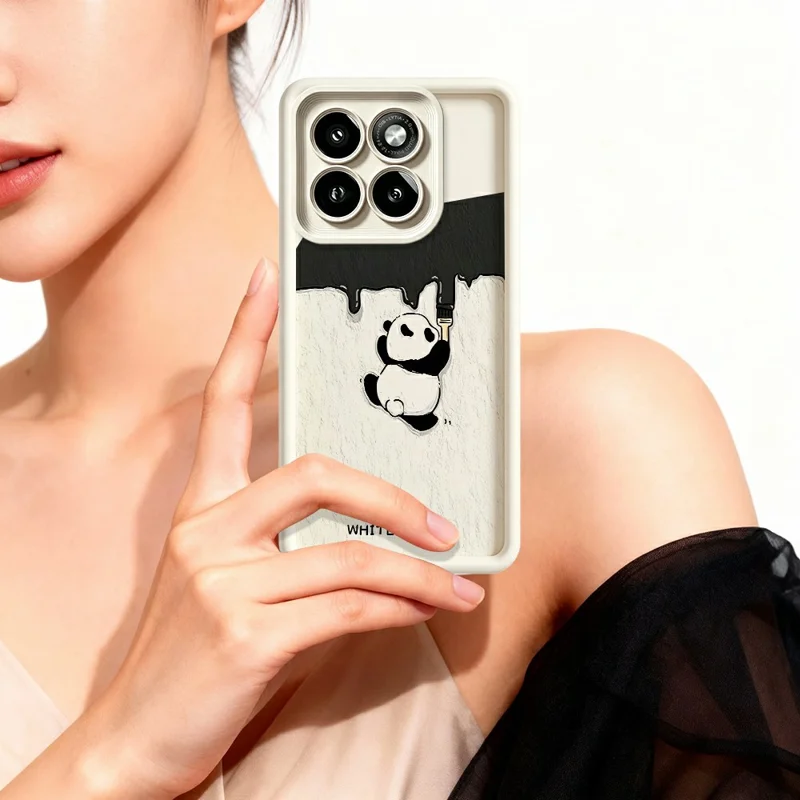 For Motorola Moto G86 5G Phone Case TPU Rubberized Anti-Slip Whitewasher Panda Pattern Back Cover - White