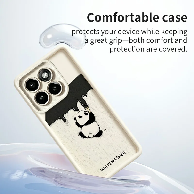 For Motorola Moto G56 5G Phone Case TPU Rubberized Anti-Slip Whitewasher Panda Pattern Back Cover - White