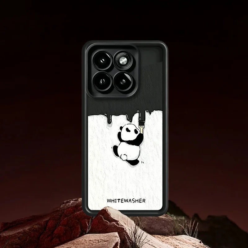 For Motorola Moto G56 5G Phone Case TPU Rubberized Anti-Slip Whitewasher Panda Pattern Back Cover - White