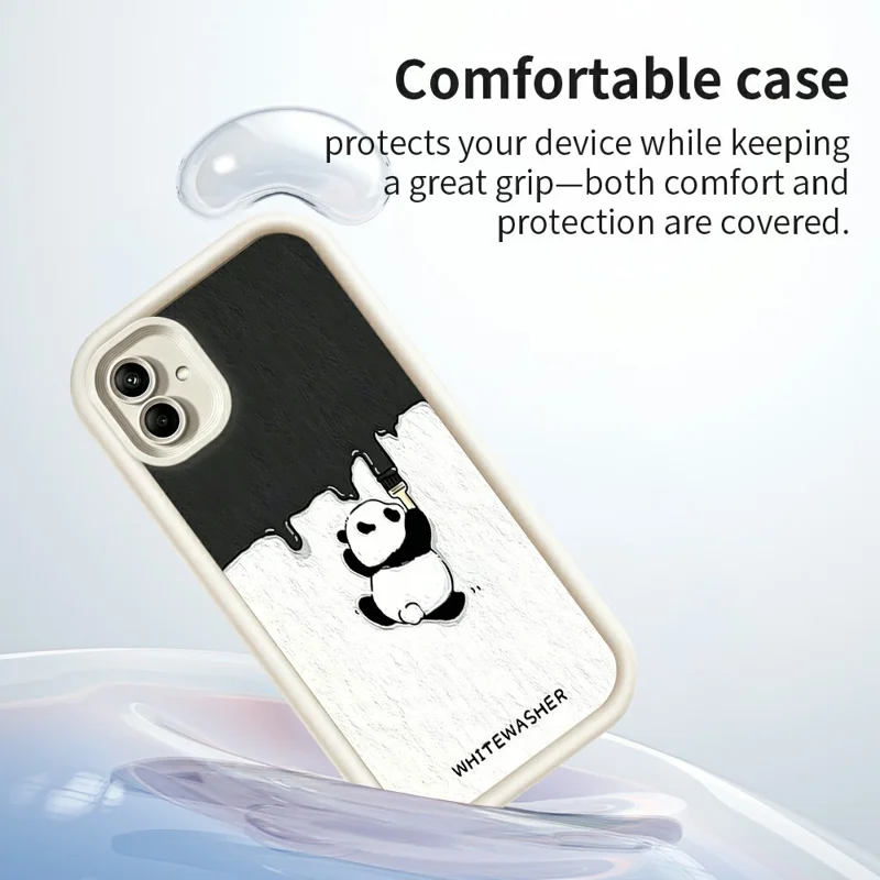 For Samsung Galaxy A08 4G / A07 4G / A07s 4G Phone Case TPU Rubberized Anti-Slip Whitewasher Panda Pattern Back Cover - White