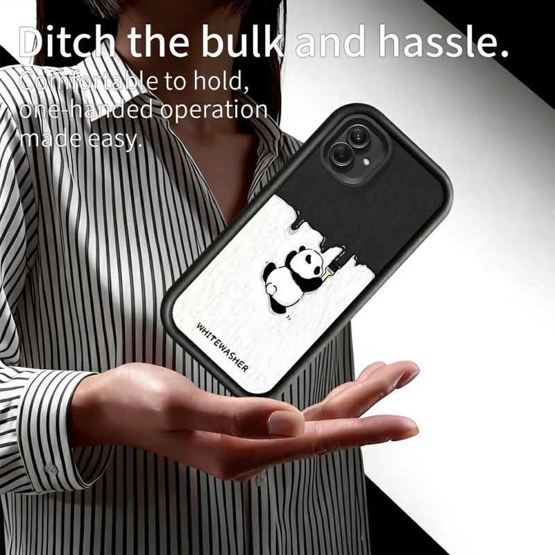 For Samsung Galaxy A08 4G / A07 4G / A07s 4G Phone Case TPU Rubberized Anti-Slip Whitewasher Panda Pattern Back Cover - White
