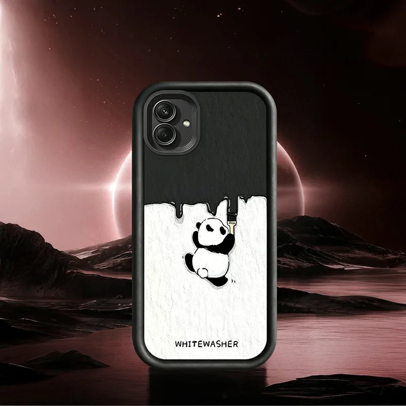 For Samsung Galaxy A08 4G / A07 4G / A07s 4G Phone Case TPU Rubberized Anti-Slip Whitewasher Panda Pattern Back Cover - White