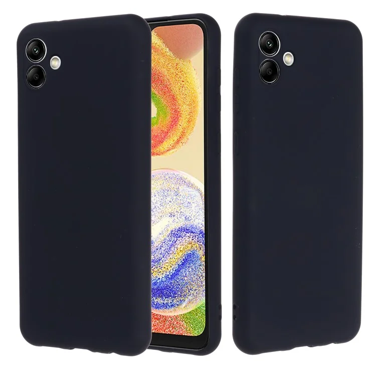 Для Samsung Galaxy A04e 4G / F04 4G / M04 4G Мягкий силиконовый чехол для телефона Противоударная защитная задняя крышка со шнурком - Черный