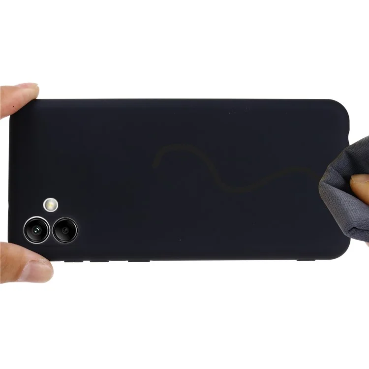 Для Samsung Galaxy A04e 4G / F04 4G / M04 4G Мягкий силиконовый чехол для телефона Противоударная защитная задняя крышка со шнурком - Черный