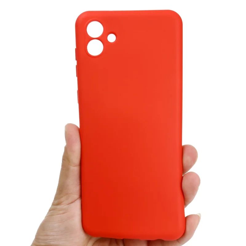For Samsung Galaxy A04e 4G / F04 4G / M04 4G Soft Silicone Phone Case Anti-scratch Protective Back Cover with Strap - Red