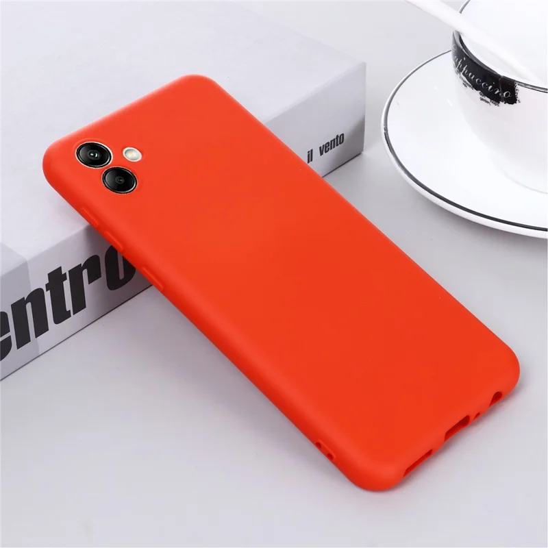 For Samsung Galaxy A04e 4G / F04 4G / M04 4G Soft Silicone Phone Case Anti-scratch Protective Back Cover with Strap - Red