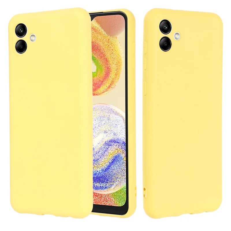 For Samsung Galaxy A04e 4G / F04 4G / M04 4G Soft Silicone Phone Case Anti-scratch Protective Back Cover with Strap - Yellow