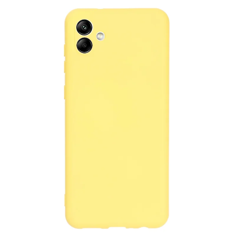 For Samsung Galaxy A04e 4G / F04 4G / M04 4G Soft Silicone Phone Case Anti-scratch Protective Back Cover with Strap - Yellow
