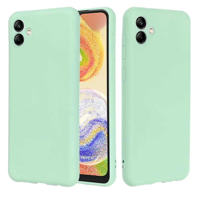 For Samsung Galaxy A04e 4G / F04 4G / M04 4G Soft Silicone Phone Case Anti-scratch Protective Back Cover with Strap - Green