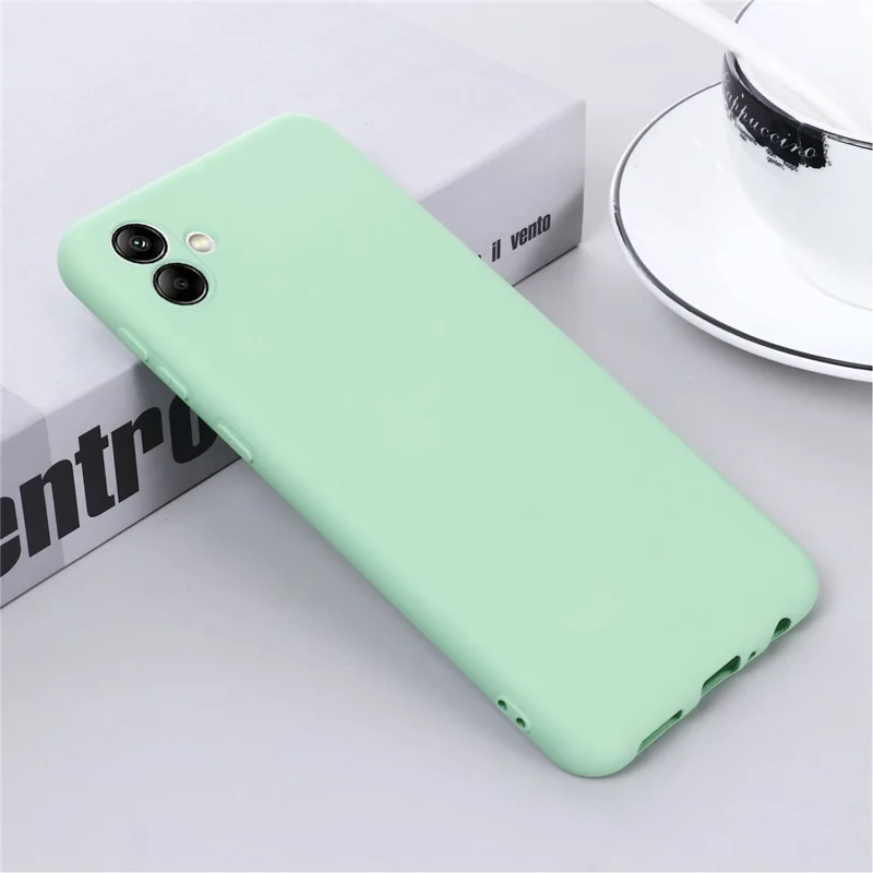 For Samsung Galaxy A04e 4G / F04 4G / M04 4G Soft Silicone Phone Case Anti-scratch Protective Back Cover with Strap - Green
