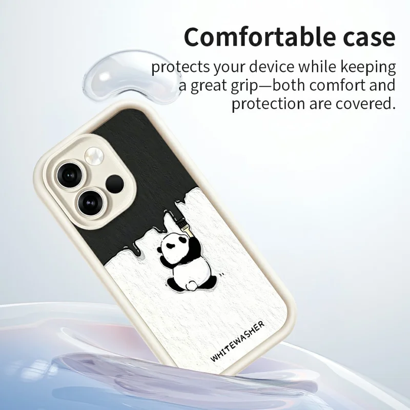 For OnePlus Nord 6 5G Phone Case TPU Rubberized Anti-Slip Whitewasher Panda Pattern Back Cover - White