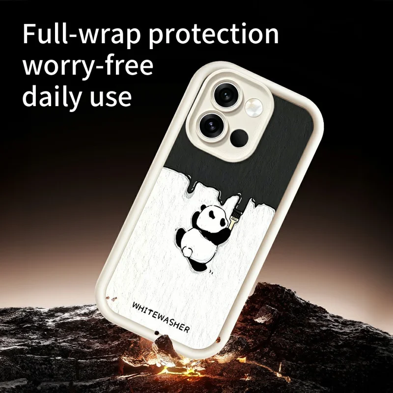 For OnePlus Nord 6 5G Phone Case TPU Rubberized Anti-Slip Whitewasher Panda Pattern Back Cover - White