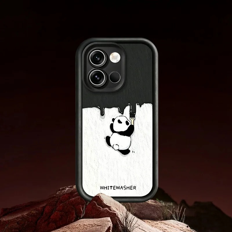 For OnePlus Nord 6 5G Phone Case TPU Rubberized Anti-Slip Whitewasher Panda Pattern Back Cover - White