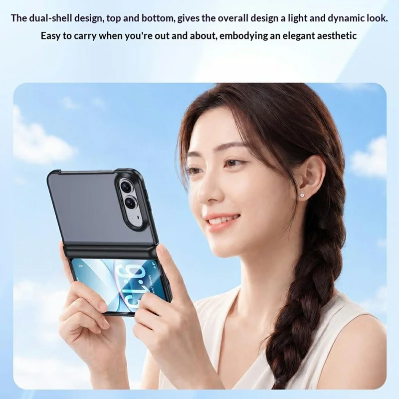 Чехол для iPhone Fold с защитой экрана HD, тактильный матовый поликарбонатный защитный чехол - Черный