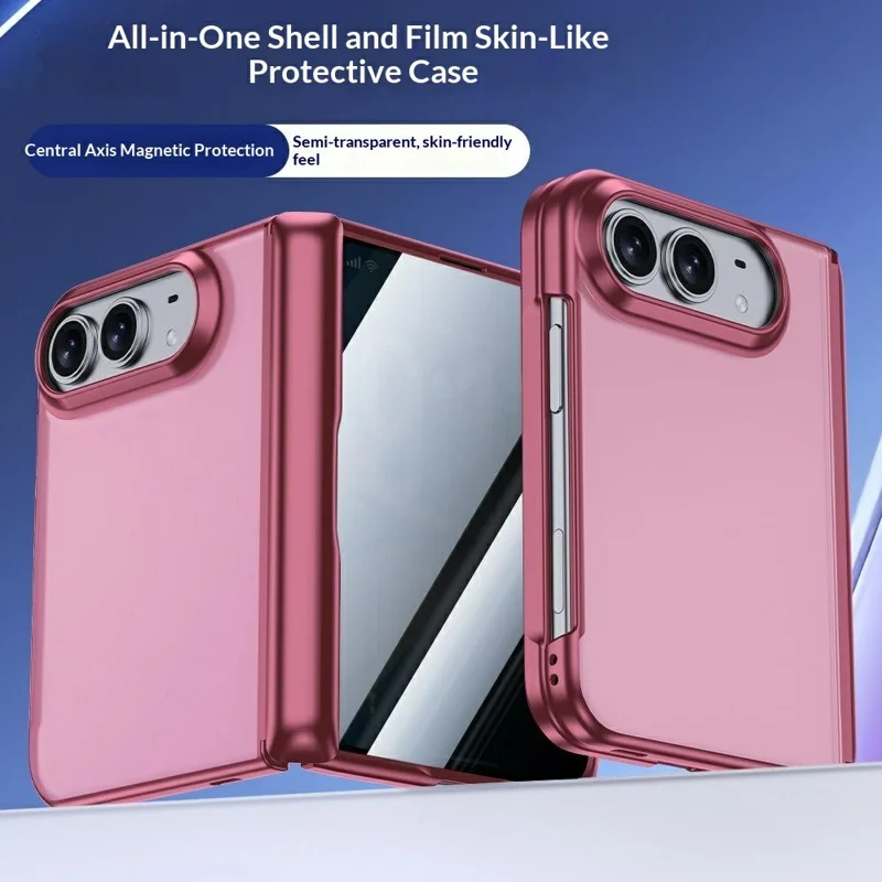 For iPhone Fold Case med Anti-spy Skærmbeskytter Skin-touch PC Matt Beskyttelsesdæksel - Lilla