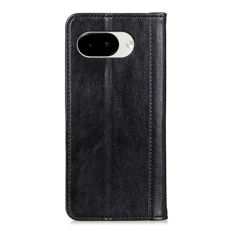 For Google Pixel 11a Stand Case Split Leather Litchi Texture Wallet Phone Cover - Black
