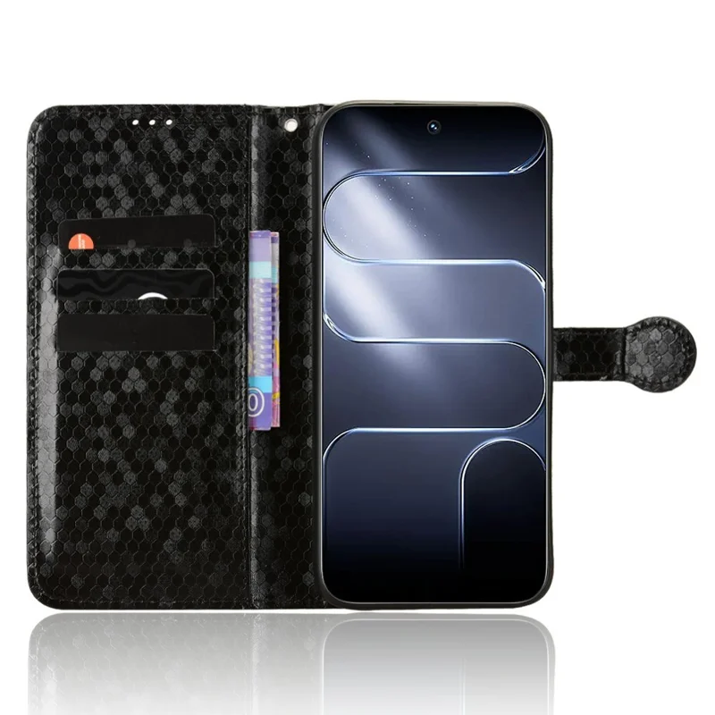 For TECNO Spark 50 Pro 4G Wallet Case Dot Pattern Imprint PU Leather Phone Cover with Wrist Strap - Black