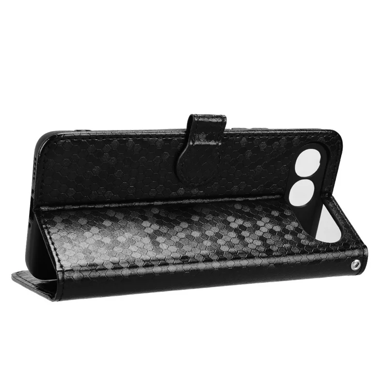 For vivo V80 Lite 5G  /  S2 5G Wallet Case Dot Pattern Imprint PU Leather Phone Cover with Wrist Strap - Black