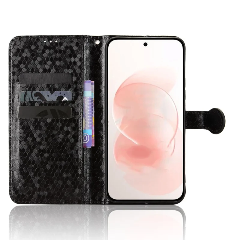 For Xiaomi Redmi Note 17 Pro Max 5G  /  17 Pro+ 5G Wallet Case Dot Pattern Imprint PU Leather Phone Cover with Wrist Strap - Black