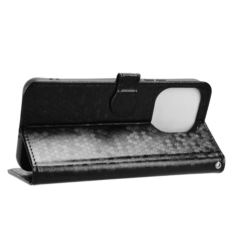 For Xiaomi Redmi Note 17 Pro Max 5G  /  17 Pro+ 5G Wallet Case Dot Pattern Imprint PU Leather Phone Cover with Wrist Strap - Black
