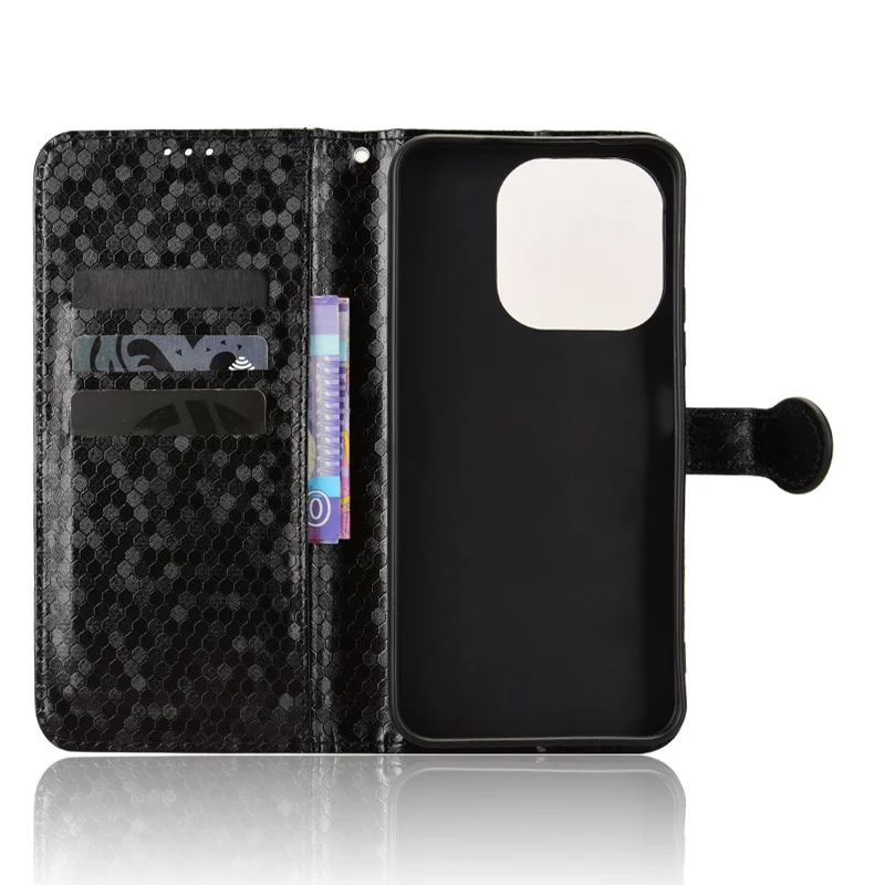 For Xiaomi Redmi Note 17 Pro Max 5G  /  17 Pro+ 5G Wallet Case Dot Pattern Imprint PU Leather Phone Cover with Wrist Strap - Black
