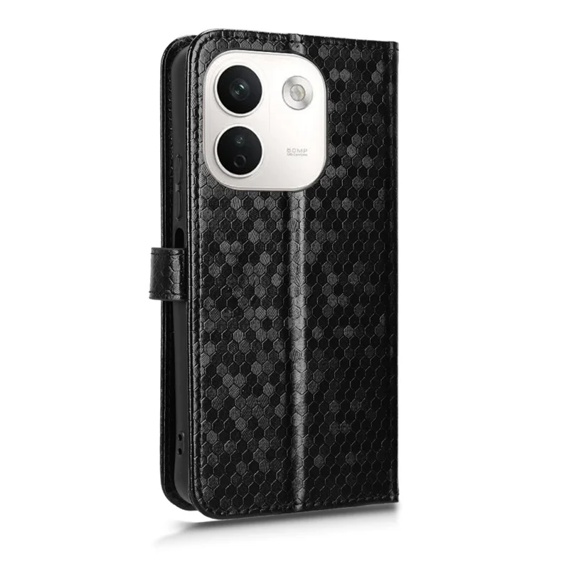 For Xiaomi Redmi Note 17 Pro Max 5G  /  17 Pro+ 5G Wallet Case Dot Pattern Imprint PU Leather Phone Cover with Wrist Strap - Black