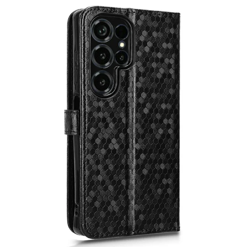 For Oukitel C66 Wallet Case Dot Pattern Imprint PU Leather Phone Cover with Wrist Strap - Black