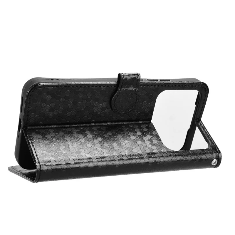 For Xiaomi Poco M8 Power 5G Wallet Case Dot Pattern Imprint PU Leather Phone Cover with Wrist Strap - Black