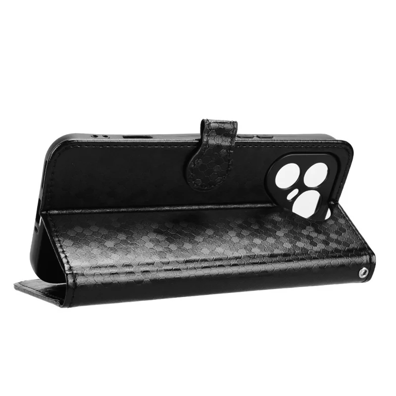 For TECNO Pova 8 Pro 5G Wallet Case Dot Pattern Imprint PU Leather Phone Cover with Wrist Strap - Black
